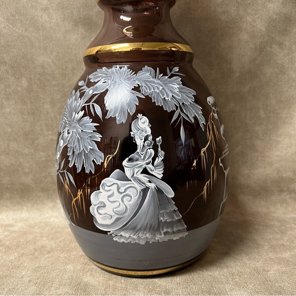 19th Century Mary Gregory Tall Hand Painted Glass Vase 15” Tall - Picture 2 of 9